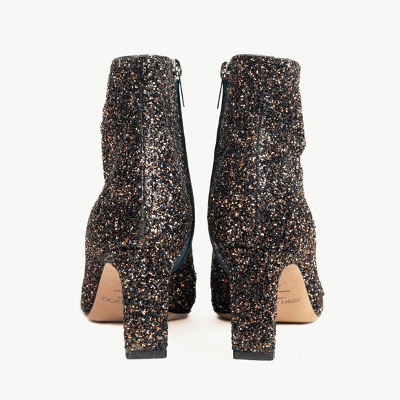 Jimmy Choo Hanover 65 Amethyst Mix Twinkle Glitter Buckled Booties - Picture 3 of 11